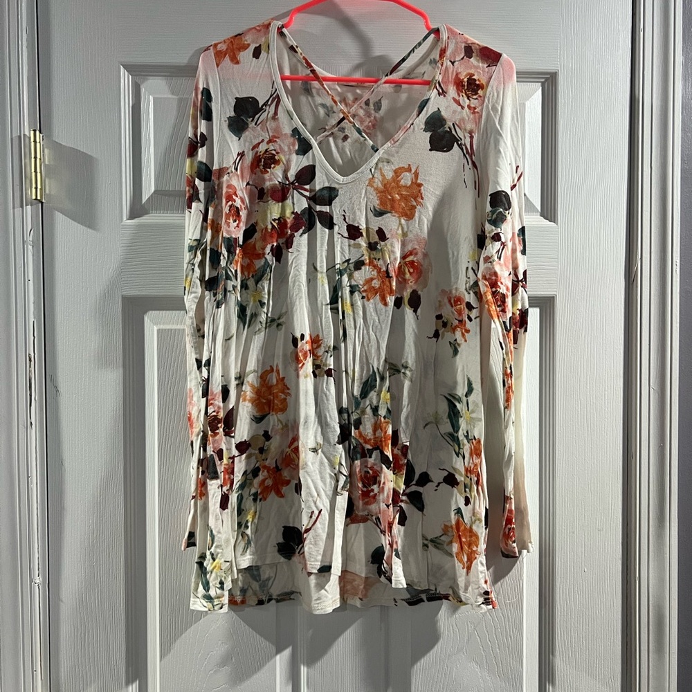 Pink Lily long sleeve shirt with flowers